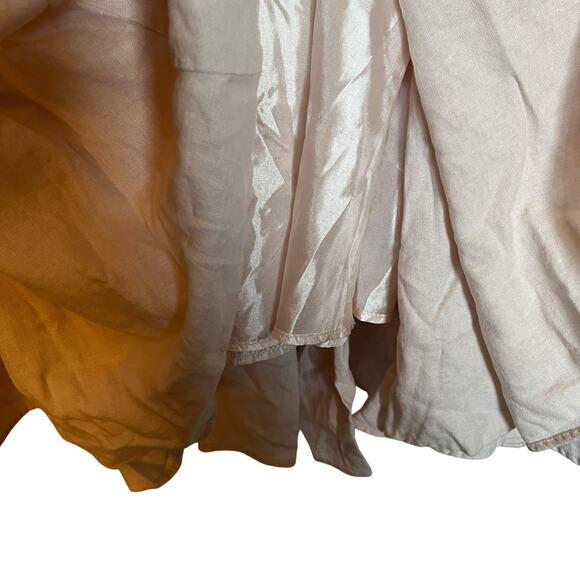 Vintage Soft Surroundings Powder Pink Linen Smocked Waist Midi Skirt Broomskirt - Picture 5 of 5